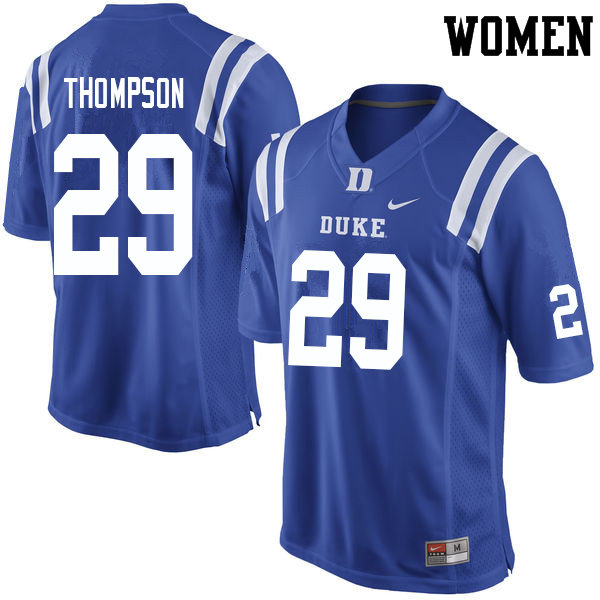 Women #29 Nate Thompson Duke Blue Devils College Football Jerseys Sale-Blue